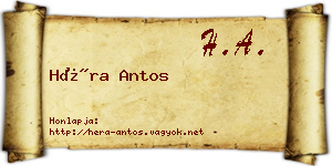 Héra Antos névjegykártya